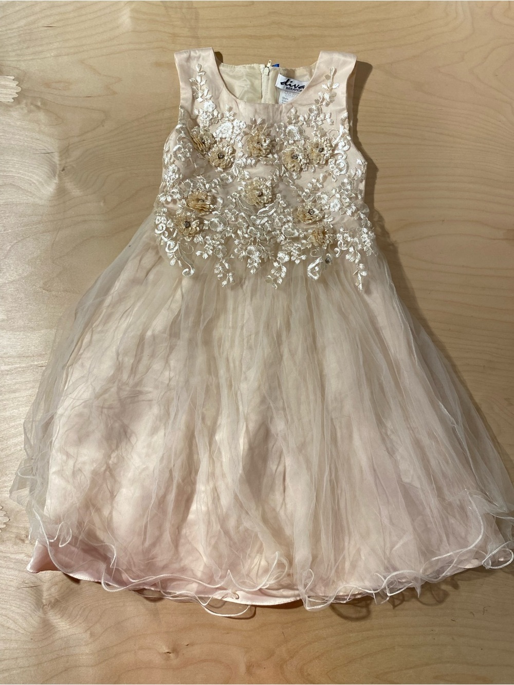 Diva Behavior Elegant Girls' Pink Floral Tulle Dress 7 (RY)